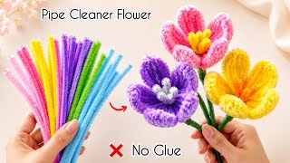 Easy Pipe Cleaner Flowers 🌸 No Glue Needed! DIY Craft Ideas