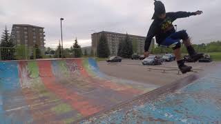 Inline Skating Mini Ramp Fakie Drop In Practice