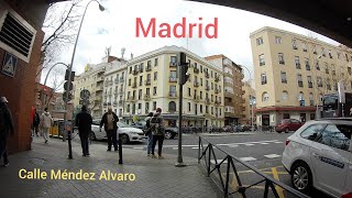 [4k]🇪🇸Madrid: Walking around Plaza Conde Casal and Atocha Railway station