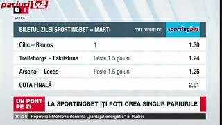 BILETUL ZILEI SPORTINGBET: Tenis și fotbal în drumul spre profit!
