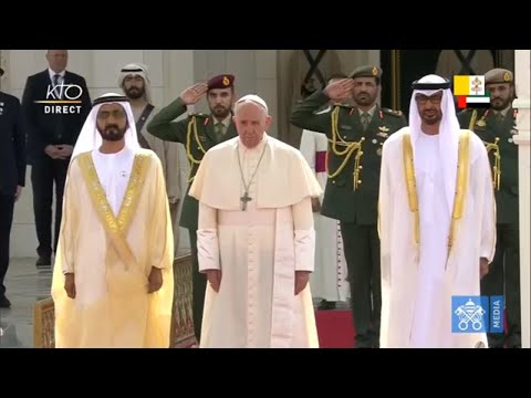 Cérémonie de bienvenue du pape François aux Emirats Arabes Unis