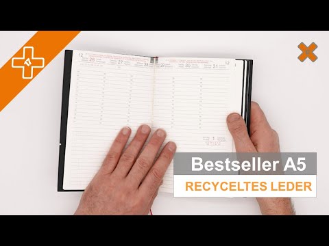X17 Bestseller in A5: Recyceltes Leder in schwarz - Paket mit Kalender und Notizheft