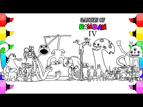 Garten of Banban 4 NEW COLORING PAGES / How to Color All New Monsters from NEW FOURTH Teaser Trailer