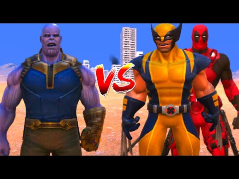 100 Thanos vs 1000 Wolverine and 1000 Deadpool (Marvel vs Marvel)