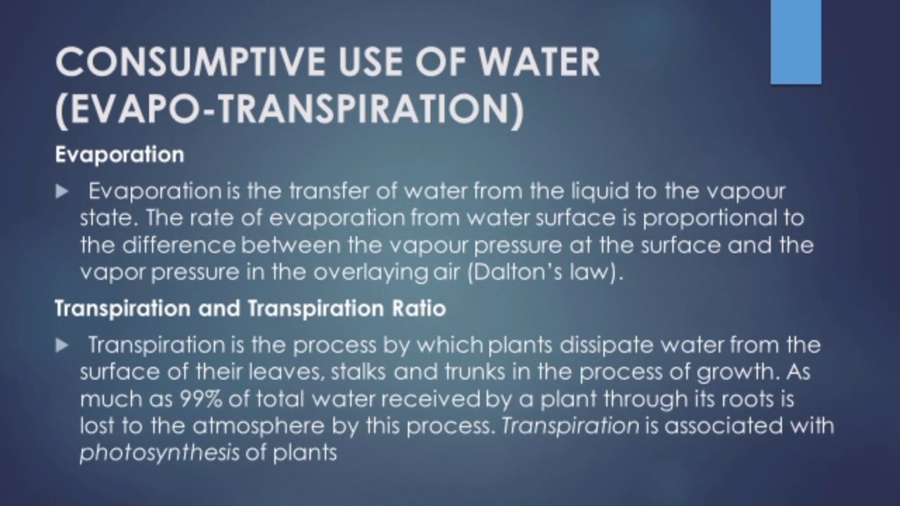 Consumptive use of water and Irrigation efficiencies : WRE