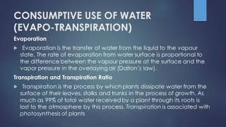 Consumptive use of water and Irrigation efficiencies : WRE
