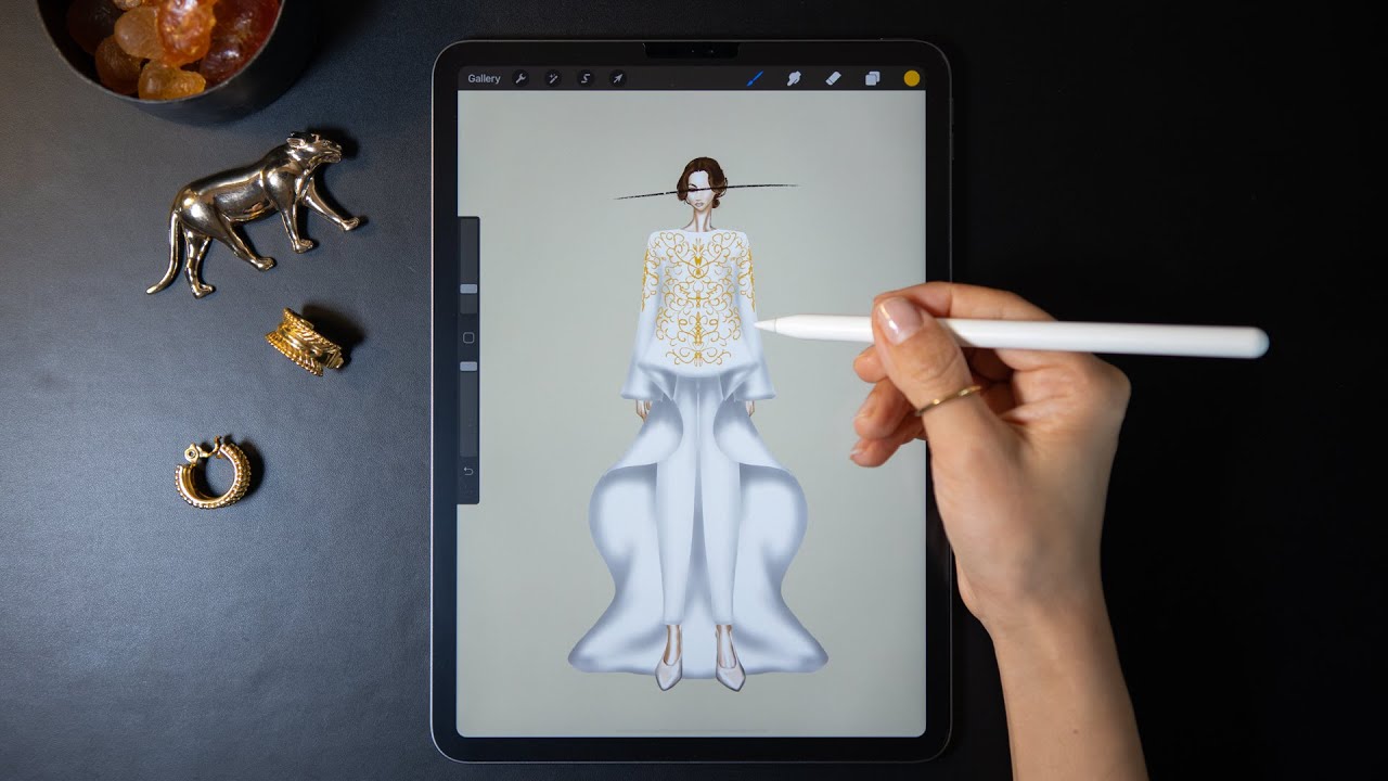 Procreate Digital Fashion illustration tutorial: Render A Floral Print on iPad Pro
