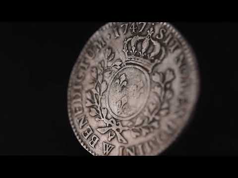 Moneta, Francja, Louis XV, 1/2 ECU, 44 Sols, 1747, Lille, EF(40-45), Srebro