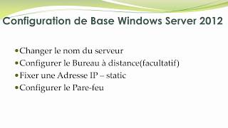 Configuration de base Windows Server 2012