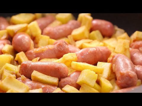 Salchichas al Vino con Patatas | Receta muy Fácil, Rápida y Deliciosa
