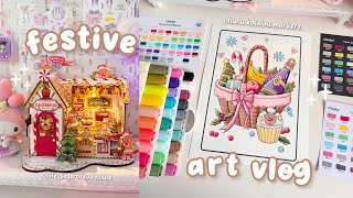 art vlog 🎄 cozy color with me 🎁 building a gingerbread house ☃️ ohuhu kalalau acrylic markers review