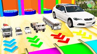 Speed ​​Boost Car Platforms - Funny Cars vs Stairs - BeamNG.Drive #109
