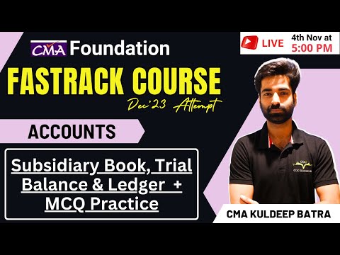 Subsidiary Book Trial Balance Ledger MCQ Practice Revision | CMA Foundation | CMA Kuldeep Batra