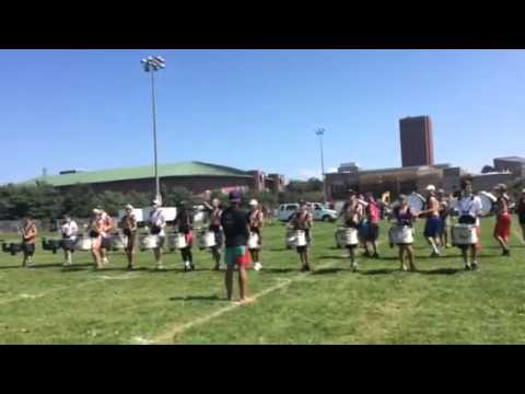 UMass Drumline EWF drill rehearsal