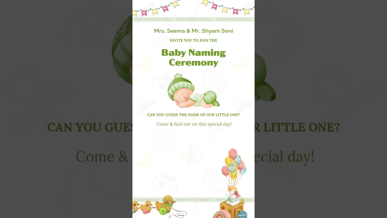 Pastel Pink Baby Naming Card