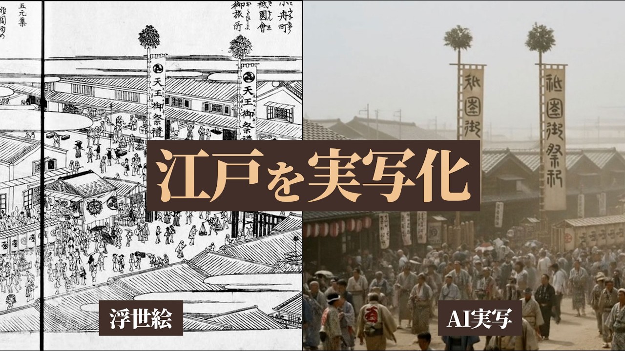 【AI実写化】江戸の町並みを再現！200年前のリアルな日本を体験 / Recreate the townscape of Edo. Experience Japan 200 years ago