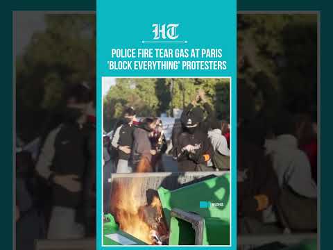 Police Fire Tear Gas at ‘Block Everything’ Protesters Near Paris High School | #shorts