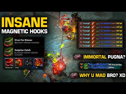 Insane Magnetic Hooks!!! New Hooker God Pudge Nonstop Toying Immortal Pugna Mid | Pudge Official