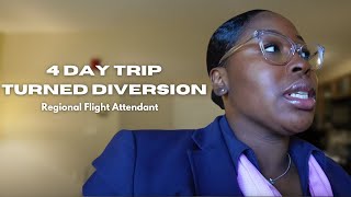 Day in the life of a Flight Attendant Vlog | Diversion | Terrible Hotel