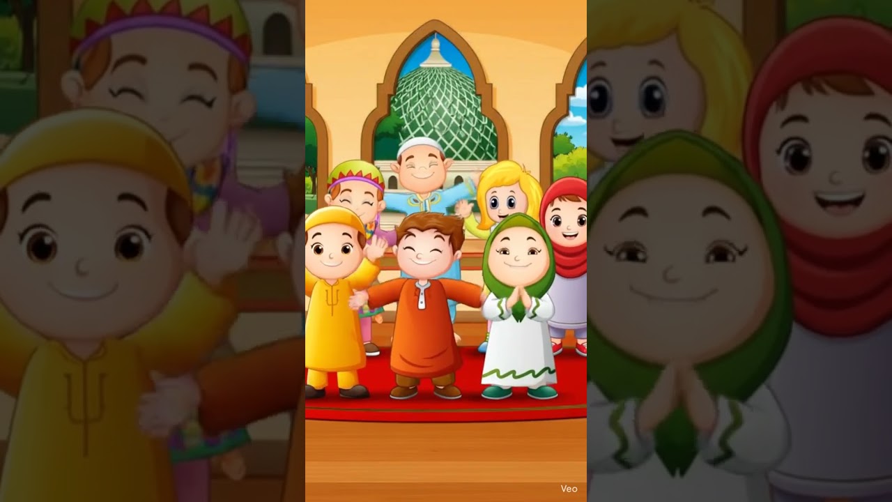 Happy kids celebrate for eid mubarak at mosque Premium Vector #vectorindia#vectorize #londonbridge