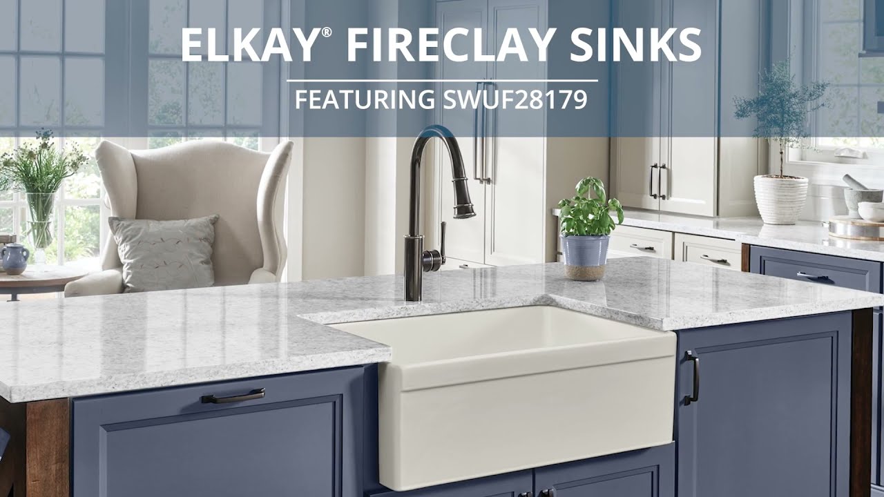 Elkay Fireclay Single Bowl Farmhouse Workstation Sink Kit White