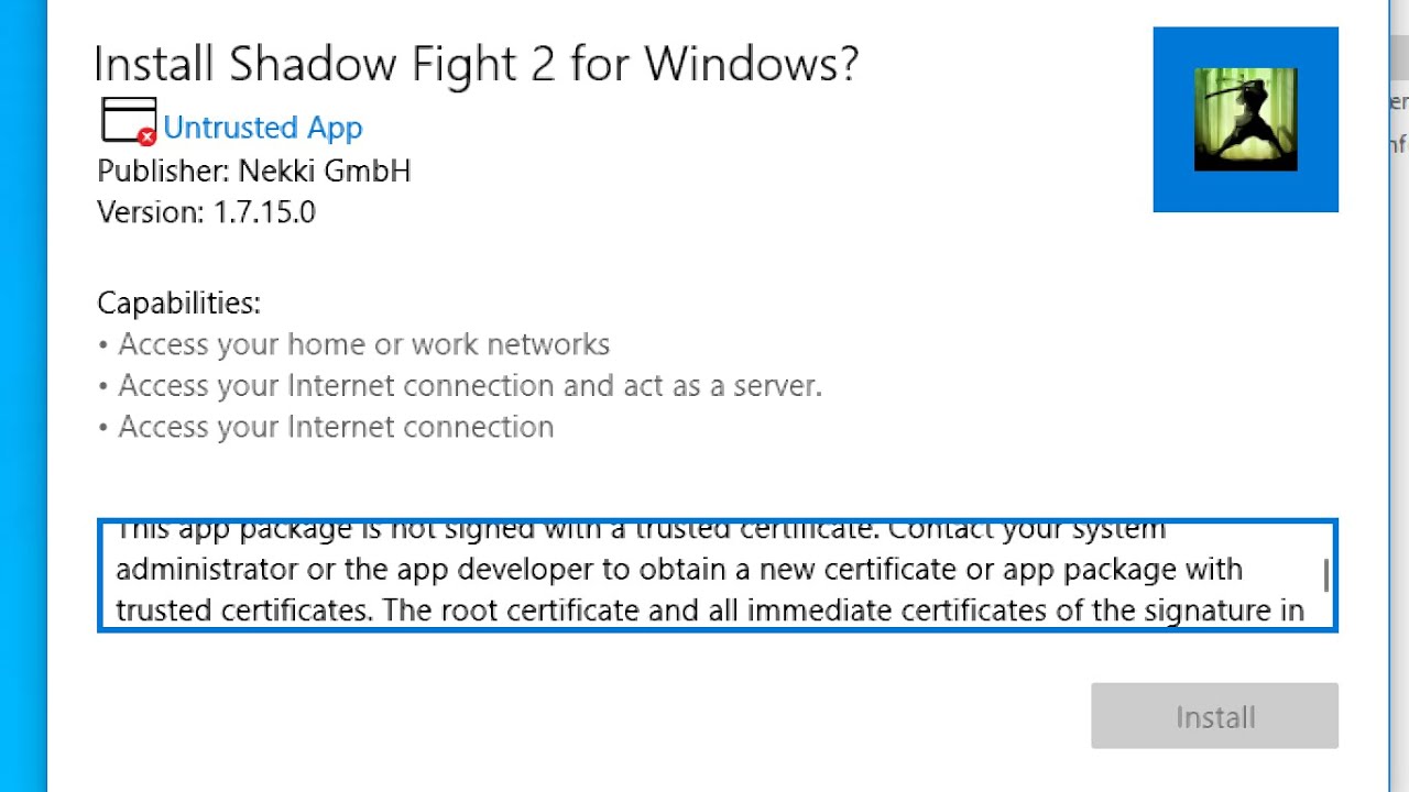 How to install untrusted apps from app installer