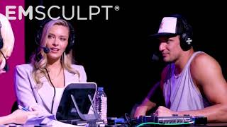 EMsculpt with NFL tight end Rob Gronkowski and Sports Illustrated Swimsuit Model Camille Kostek