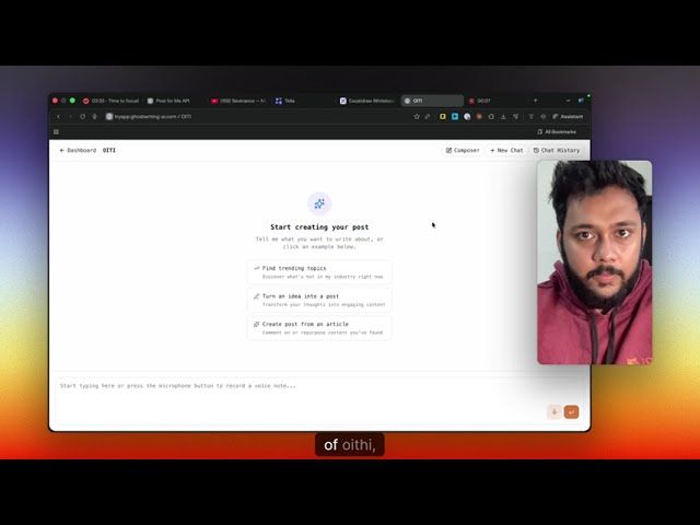 Oiti: AI LinkedIn ghostwriter demo video showing the platform in action.
