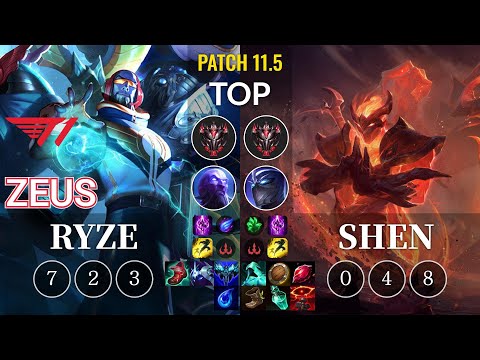 T1 Zeus Ryze vs Shen Top - KR Patch 11.5