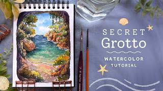 Secret Beach Grotto: Watercolor Scenery Tutorial 🏝