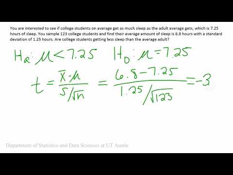 This video analyzes if college students get 7.25 hours of sleep, on average, based on a sample of students