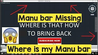How to bring back missing tool bar & manu bar in AutoCad 2019, 2018, 2017 and other versions