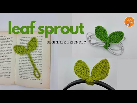 Crochet Leaf Sprout | Multipurpose Tie - Crochet Leaf Bookmark | Cable Tie | Headphones Accessory