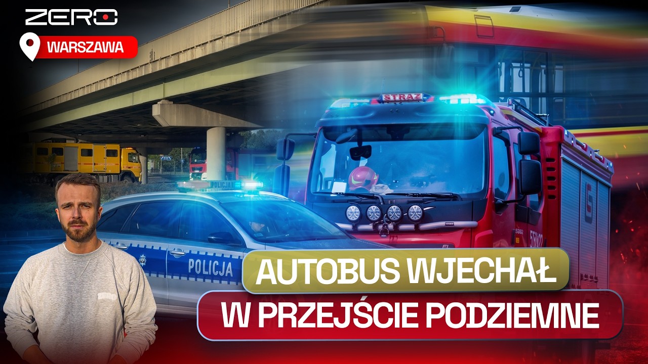 GROŹNY WYPADEK, AUTOBUS TARANOWAŁ AUTA I WJECHAŁ W PODZIEMIA, SĄ RANNI