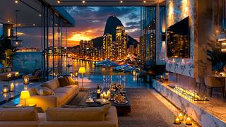 Quiet Jazz at Sunset - Soft Jazz Instrumental Music in 4K Luxury Apartment for Relaxation