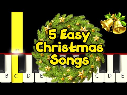 5 Very Easy Famous Christmas Songs (5) - Slow and Easy Piano Tutorial - Beginner