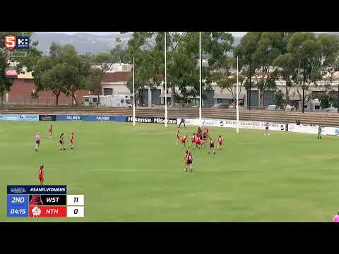 Rd 2 Hostplus SANFLW League - West's Lauren Young bounces it through