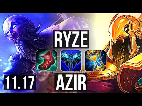 RYZE vs AZIR (MID) | 69% winrate, 12/3/13, Godlike | KR Grandmaster | v11.17