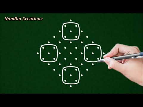 7 x 1 Interlaced dot kambi kolam, 7 x 1 pulli neli kolangal, awesome muggulu