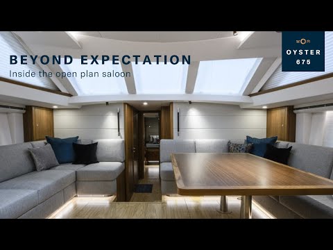 Inside the Open Plan Saloon on Oyster 675 | Oyster Yachts