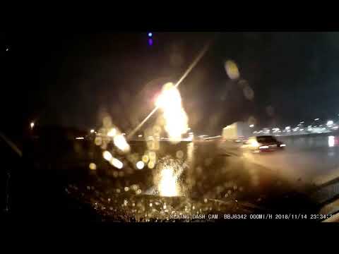 Dashcam footage hydroplaning and wreck