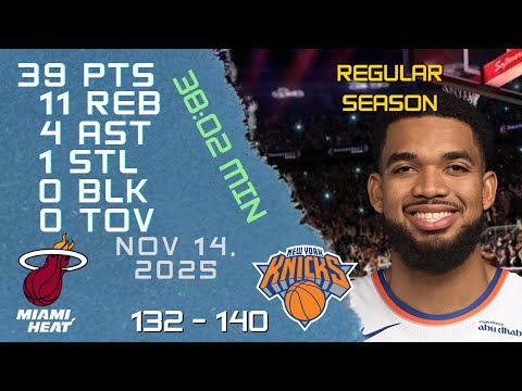 Karl Anthony Towns Player Full High Lowlights vs HEAT 14 11 2025 NBA REGULAR SEASON Game