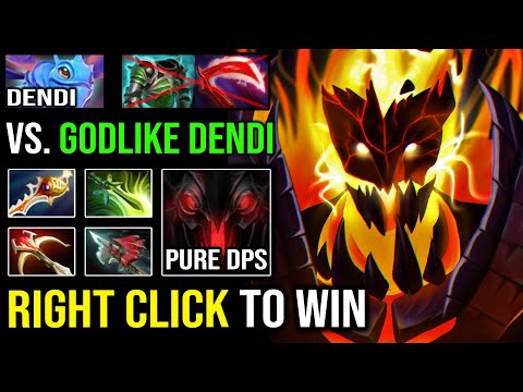 WTF Right Click to Victory - 100% Pure Physical DPS Shadow Fiend vs Godlike Dendi Puck Dota 2