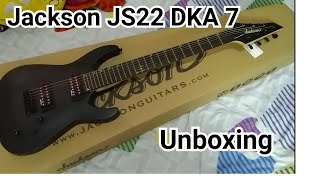 Video thumbnail for Unboxing Jackson JS22-7 DKA 7 Strings Guitar by joshludge