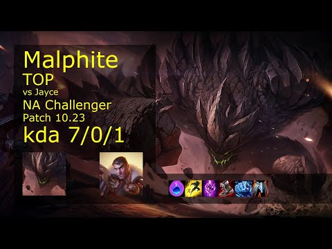 Malphite vs Jayce Top - NA Challenger 7/0/1 Patch 10.23 Gameplay