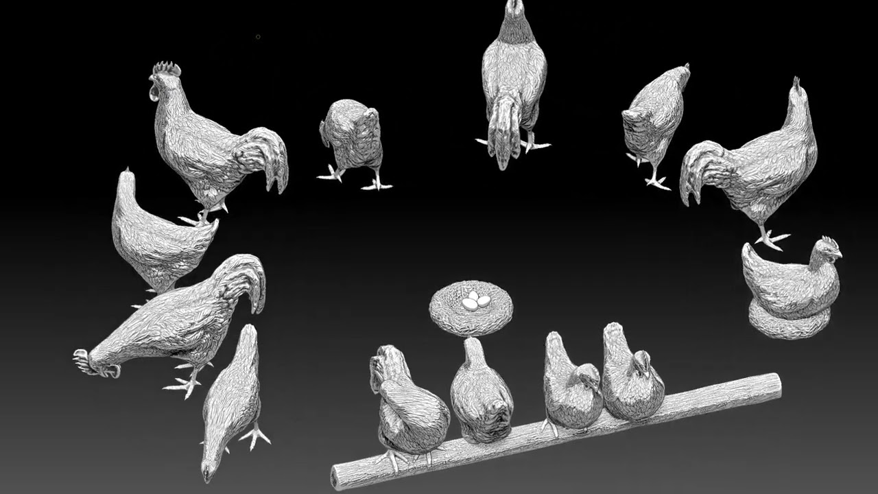 Chickens for 3d printing 3D Model