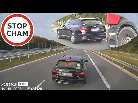 Wyhamowała ciężarówkę i doprowadziła do kolizji - nagranie kierowcy dużego zestawu #2047 Wasze Filmy
