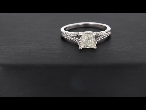 2 Carat G-H,SI2-SI3 Princess Cut Diamond Pave Split Band Engagement Ring