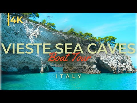 Gargano Vieste Boat Tour of Sea Caves in 4K | Puglia, Italy