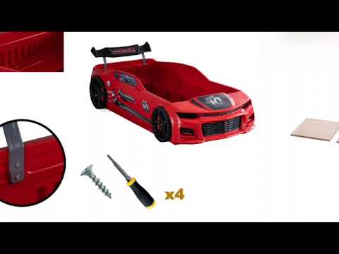 Lit voiture turbo V8 noir à Led 90x190 cm